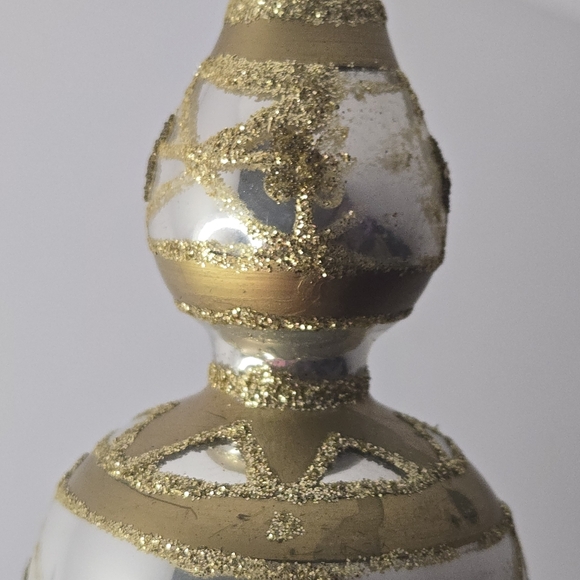 Vintage 12" Glass Tree Topper Finial Decor 4 Bulbs Tiered Silver Gold - Picture 11 of 15